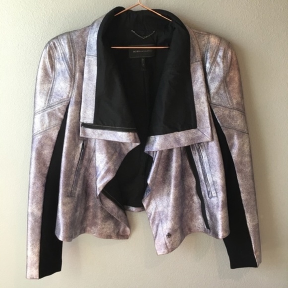 BCBGMaxAzria Jackets & Blazers - Bcbg Silver Blossom Orson Moto Jacket Faux Leather